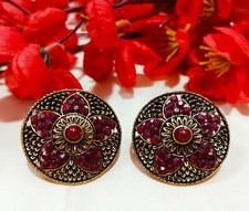 Antique Gold Plated Red/Maroon