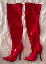 Red ‘pvc’ inner zip high