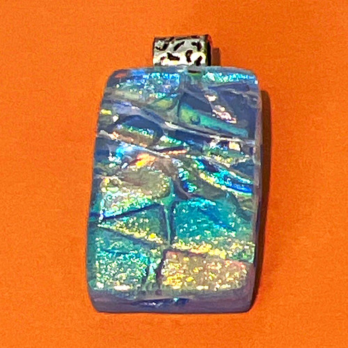 Blue dichroic glass pendant - blue,
