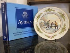 Aynsley Christmas 1984 Plate “Woodcutting” with Box – 21cm – Limited Edition