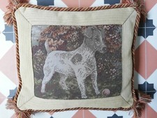 Small Sussex House cushion Jack Russell Terrier tapestry made in London England 