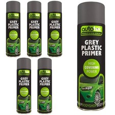 AutoTek Grey Plastic Primer Multi-Purpose Aerosol Spray Paint 500ml x6