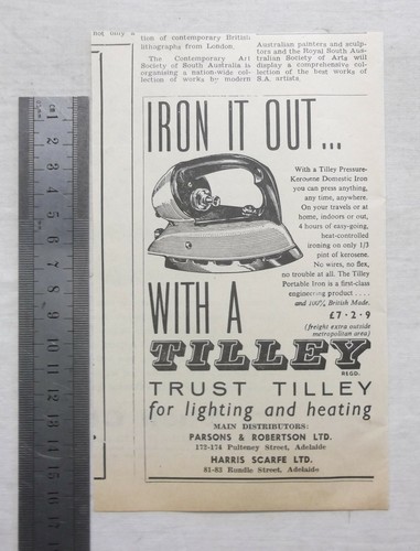 Tilley iron advertisement - tilley,