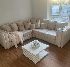 Layla | 2c2 Corner Sofa | Scatter Back | Cream Plush | Brand New 