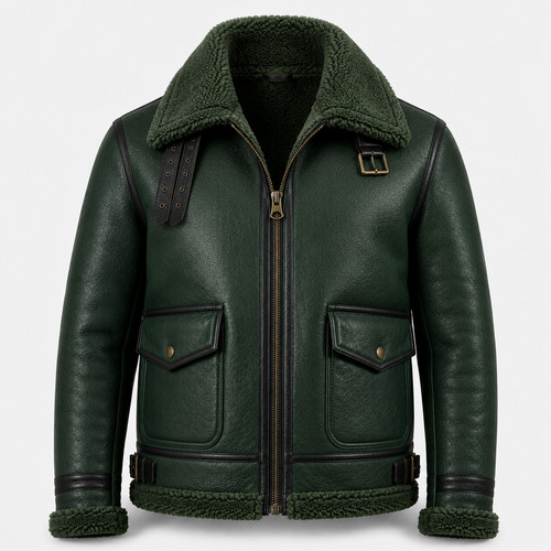 Men green shearling - men's,