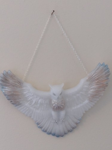 Handmade resin white owl - resin,