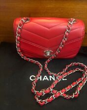 LOVELY AUTH CHANEL MINI CAVIAR CHEVRON ENVELOPE FLAP BAG
