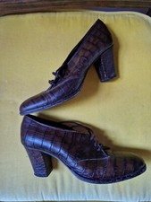 TOAST Brown Croc Embossed Leather lace up shoes EU Size 39