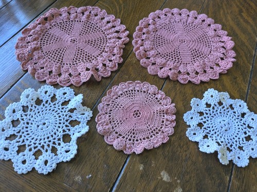 Vintage hand crocheted doilies - hand,
