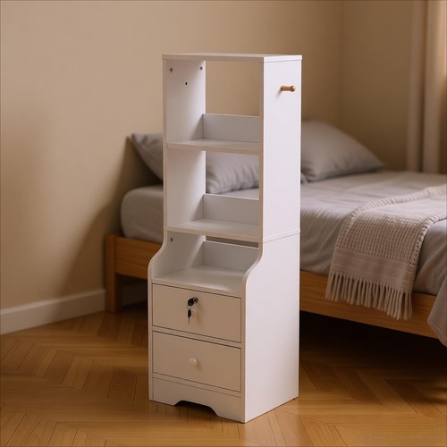 White tall narrow nightstand - tall,