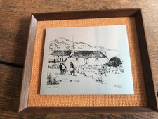 Scottish Croft Cottage House framed picture by Christine Dodd 19.5cm x 17cm