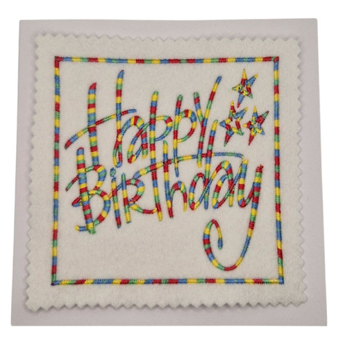 Embroidered star birthday card - embroidered,