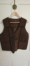 Vintage Suede And Crochet Waistcoat Size L