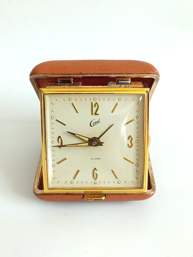 Vintage coral travel clock - travel,