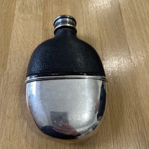 Antique hip flask leather - hip,