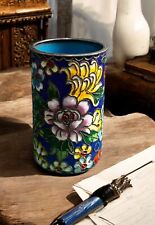 Antique Oriental Cloisonné Enamel Brush Pot / Pen Pot - Desk Prop - Artists