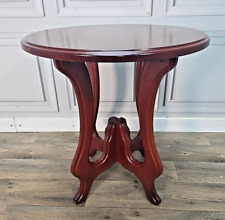 Antique Vintage Wooden Round Occasional Dark Hall Table Window - Shaped Base