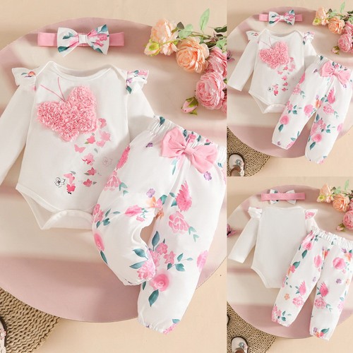 3pcs newborn baby girls floral - 3pcs,