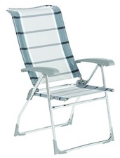 Dukdalf Aspen Folding Caravan Chair Grey Stripe Latest Model- 8 Position Recline