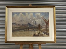 Antique Watercolour, Barges On The Thames & St Paul’s London, Signed L Boyd, Art