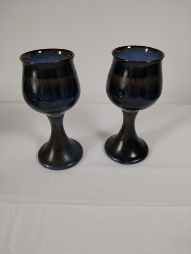 Iden pottery goblets blue 2 - goblets,
