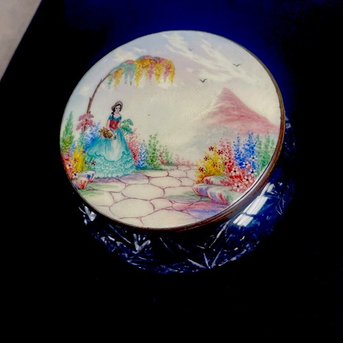Vintage enamelled powder bowl - enamelled,