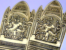 UNUSUAL GEORGIAN ENGLISH STERLING SILVER GILT SERVING SPOONS c1760s ANTIQUE 102g