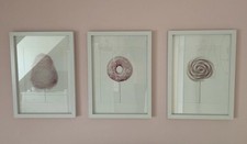 Pink & White Wall Art X 3 - lollipop, Candy Floss & Donut. All A4 In Size