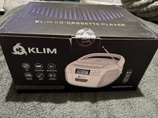 KLIM Retro CD Player with Cassette, Radio, Bluetooth USB White Portable Boombox
