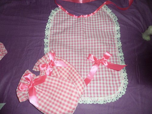 Abdl pink gingham bonnet and - pink,