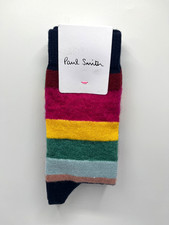 PAUL SMITH 'Swirl' Multi Stripe Womens Cotton Mohair Cashmere Socks