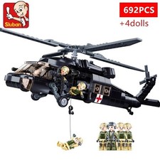 Military Black Hawk Helicopter Building Blocks Set 692PCS Army Aircraft Toy Kids
