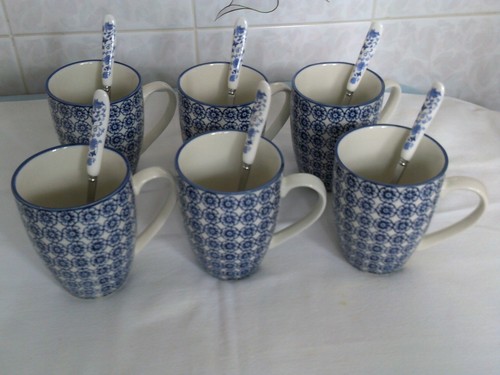Set new large mugs - 6, blue