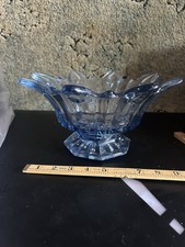 Sowerby Art Deco Vintage Blue Glass Fruit Bowl - No Damage