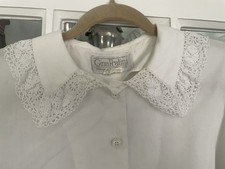 Gina Fratini Lace Collar Blouse 14 White Long Sleeves Lace Cuff