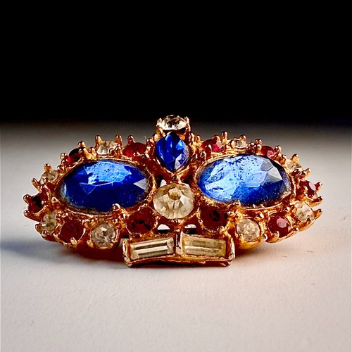 Brooch crown tiara blue - crown,