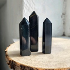 3 X Blue Tigers Eye Crystal Point, Stone Polished Towers