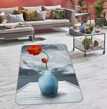 3D Blue Vase Red Poppy NBC1967