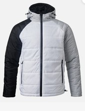 New Asher Outwear Puffer Jacket Reversible Color White Black Gray Size XXL