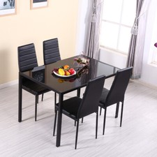 Black Glass Dining Set Kitchen