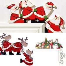 Christmas Door Frame Decoration Santa Claus Wooden Ornament Elk Xmas Decor