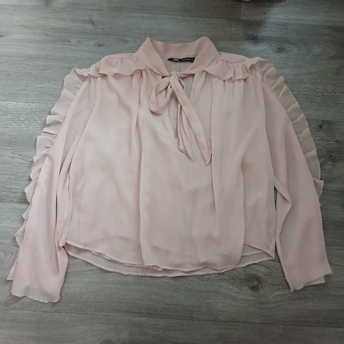 Zara pink ruffle blouse - pink,