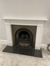 Cast Iron Fireplace, Granite Hearth And Wooden Surround