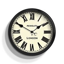 Newgate® Battersby Wall Clock Black Metal Case Traditional Railway Roman Dial