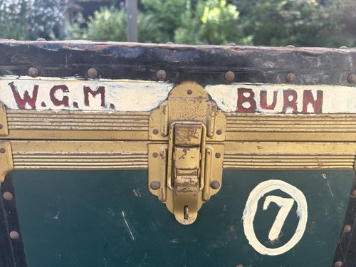 Vintage metal steamer - metal, trunk