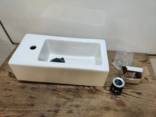 Small White Sink, Reclaimed Vintage Basin. 20"x 10"x 6.25"