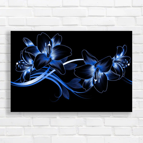 Abstract flowers blue canvas - blue,