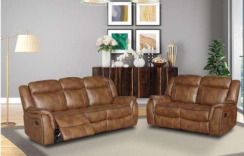 Tan brown leather gel recliner - leather,