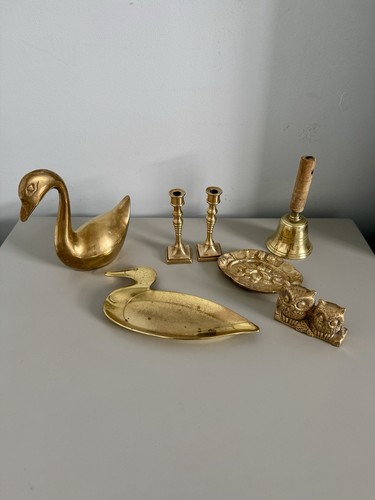 Vintage brass bundle duck - vintage, swan