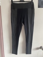 m&s size 12 black grey slimming stretch elastic waist skinny trousers leggings